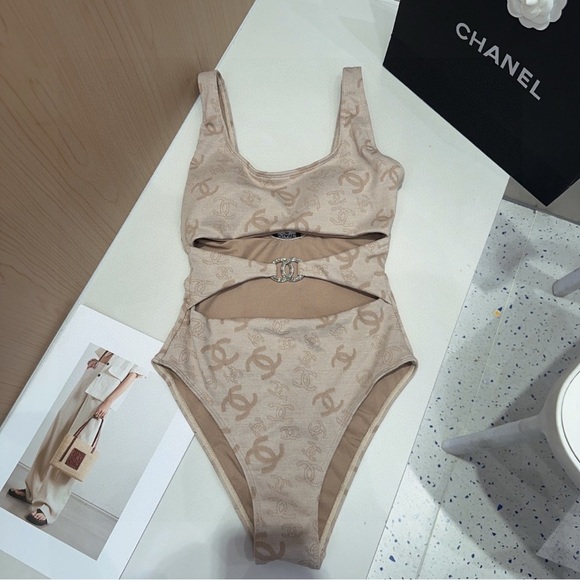 Chanel Beige Monogram Swimsuit